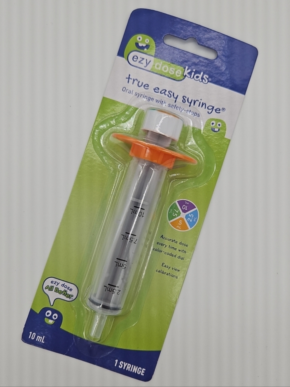 Ezy Dose Kids True Easy Syringe - White with Blue & Green Accents Brand New